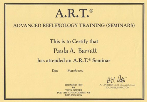 Advanced Reflexology Training Certificate March 2012