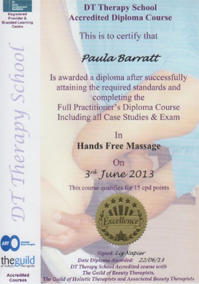Deep Tissue Therapy Massage Diploma June 2013