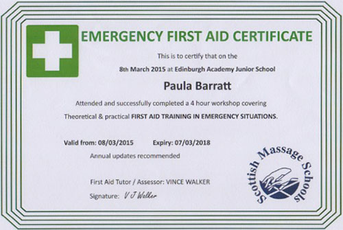 First Aid Certificate March 2015