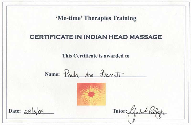 Indian Head Massage Certificate