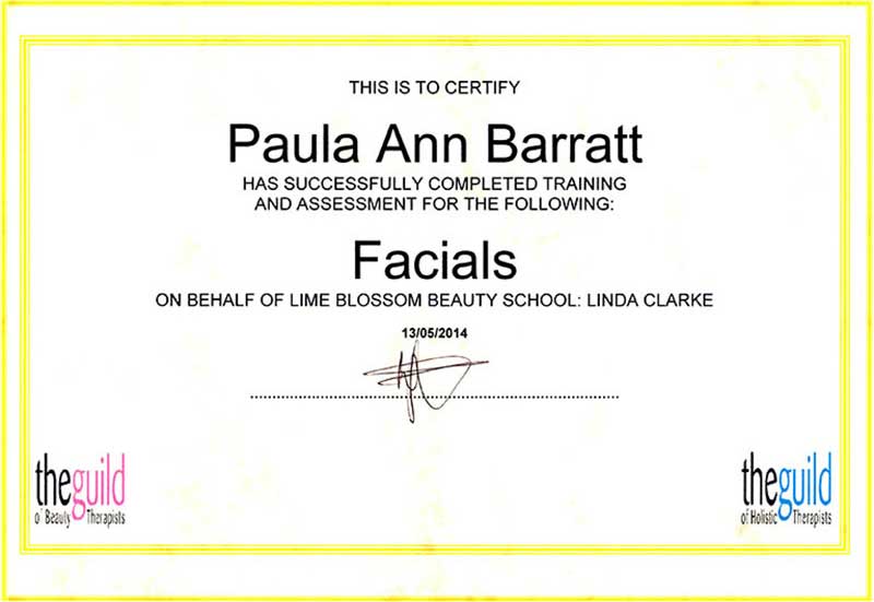 Facials Certificate