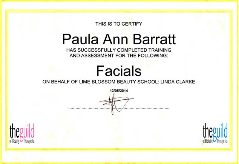 Facials Certificate